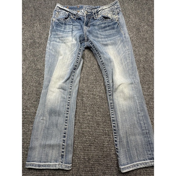 Miss Me Denim - Miss Me Jeans Womens 28 Cropped Embroidered Pocket Distressed Denim Denim Pants